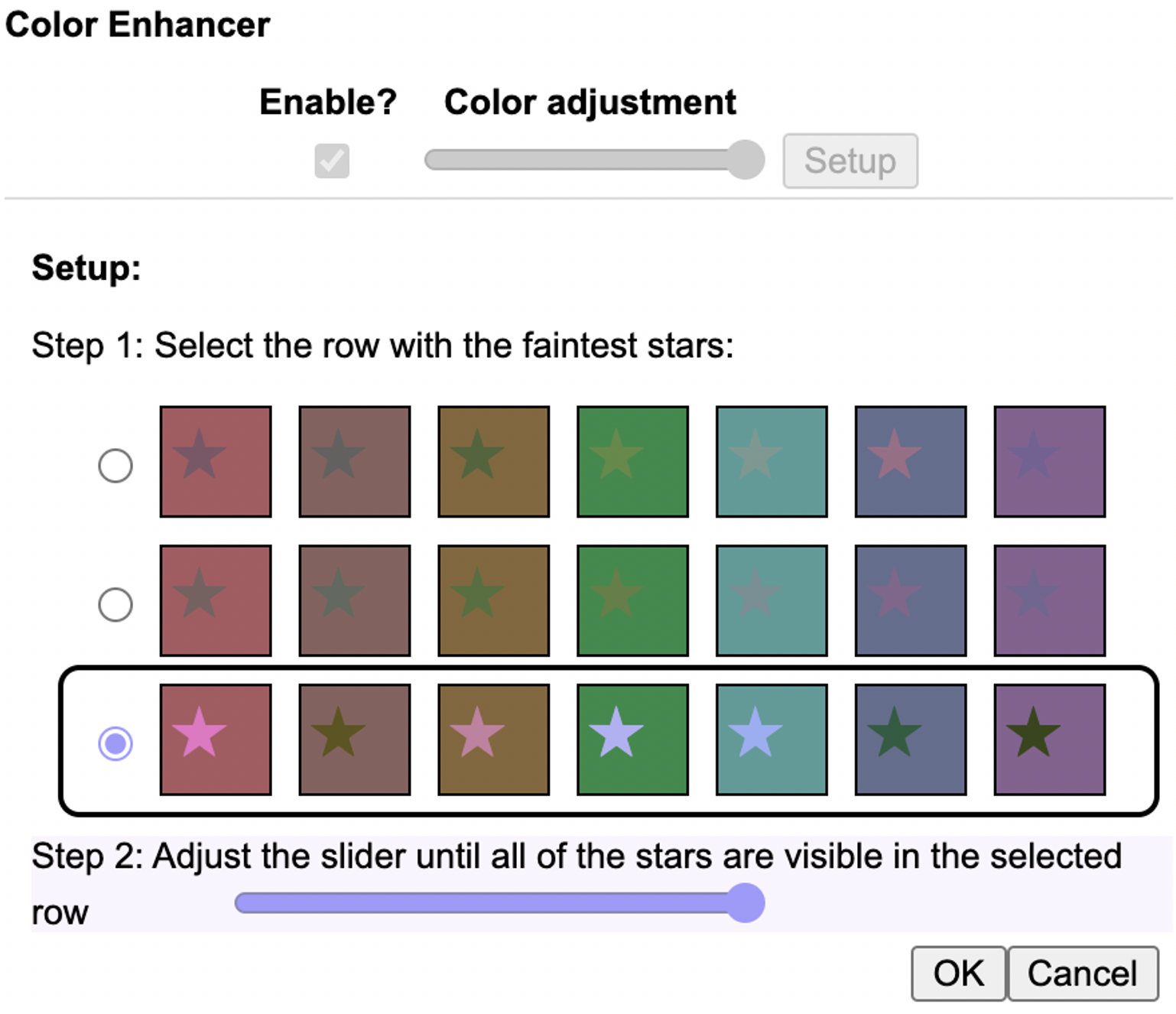 Screenshot of the Color Enhancement user interface.
